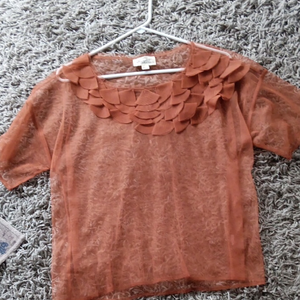 Naked Elegant Sheer Rust Color Blouse